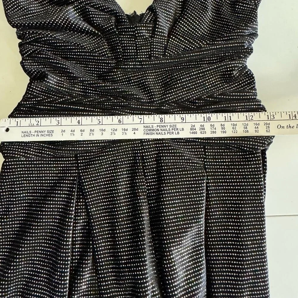PatBo Jumpsuit Wide Leg Flowy Black Sparkly Velvet Size 2 - Picture 10 of 12